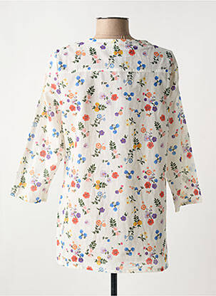 Chemisier imprimé fleurs manches 3/4 blanc FRANCE RIVOIRE femme