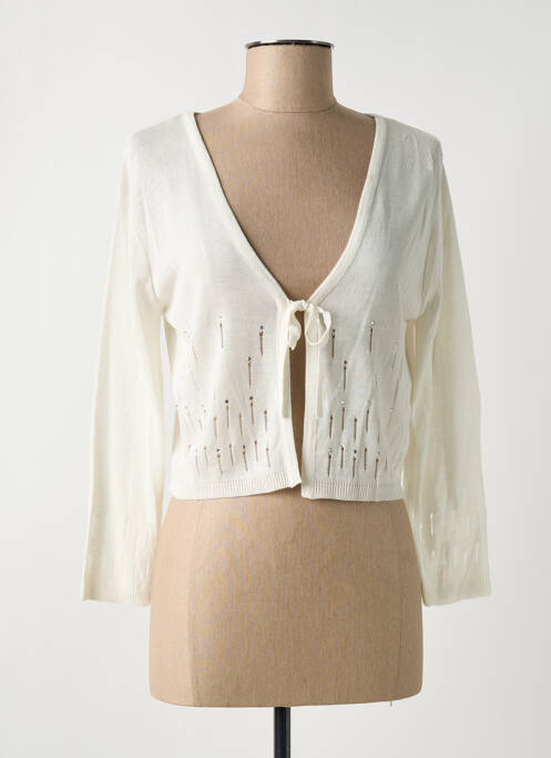 Gilet manches longues blanc PAUSE CAFE pour femme