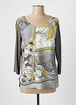 Top imprimé fantaisie manches longues gris FRANK WALDER femme