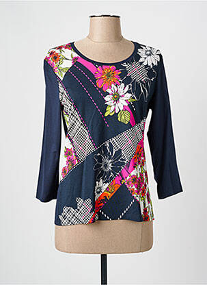 Top imprimé fantaisie manches 3/4 bleu FRANK WALDER femme