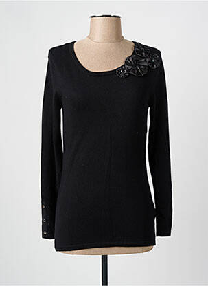 Pull coupe cintrée manches longues noir MARBLE femme