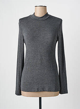 Pull col roulé coupe cintrée manches longues gris FRANCE RIVOIRE femme