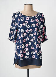 Top imprimé fantaisie manches courtes bleu FRANK WALDER femme