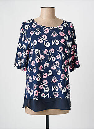 Top imprimé fantaisie manches courtes bleu FRANK WALDER femme