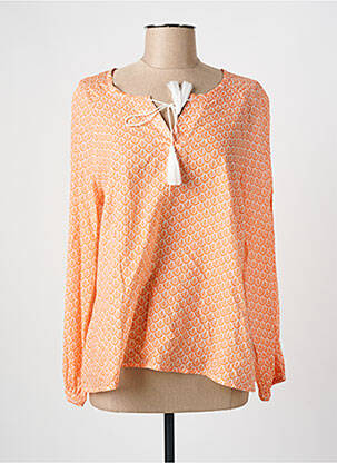 Blouse légère et transparente manches longues orange GRIFFON femme