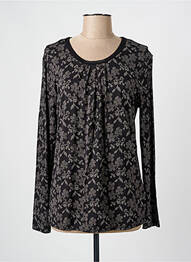 Top imprimé fantaisie manches longues noir HAJO femme