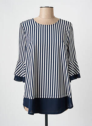 Blouse imprimé fantaisie manches 3/4 bleu FRED SABATIER femme