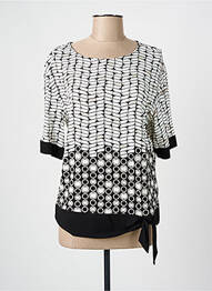 Top imprimé fantaisie manches 3/4 noir OLSEN femme