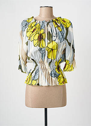 Top imprimé fantaisie manches 3/4 jaune ELEONORA AMADEI femme