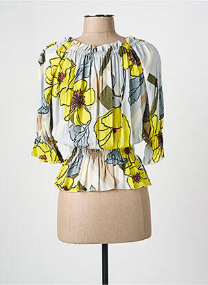 Top imprimé fantaisie manches 3/4 jaune ELEONORA AMADEI femme