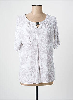 Blouse imprimé fantaisie manches courtes gris FRANK WALDER femme