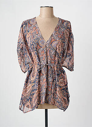 Blouse imprimé fantaisie manches courtes bleu ANDAMIO femme