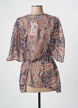 Blouse manches courtes manches courtes bleu ANDAMIO femme
