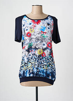 Top imprimé fantaisie manches courtes bleu HAJO femme