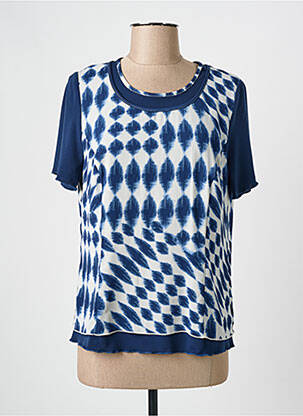 Top imprimé fantaisie manches courtes bleu FRANCE RIVOIRE femme