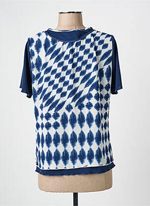Top imprimé fantaisie manches courtes bleu FRANCE RIVOIRE femme