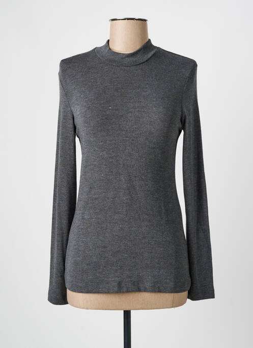 Pull col roulé gris FRANCE RIVOIRE pour femme