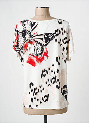 T-shirt stretch manches courtes beige FRANK WALDER femme
