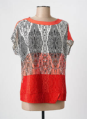 Blouse imprimé fantaisie manches courtes orange FRANCE RIVOIRE femme