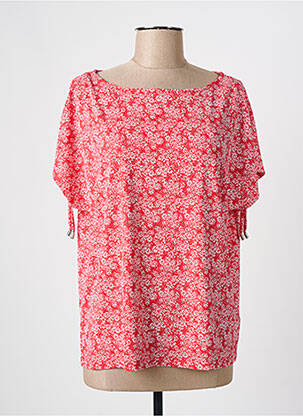 Top tissage crêpe manches courtes rouge MARBLE femme