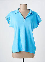 Polo tissage jersey manches courtes bleu THE STYLE femme
