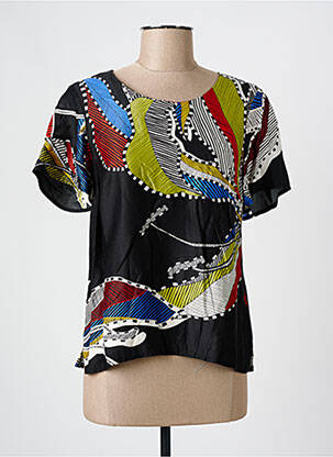 Blouse tissage popeline manches courtes noir MERI & ESCA femme