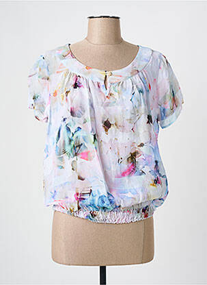 Blouse légère et transparente manches courtes beige FRANK WALDER femme