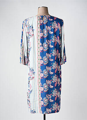 Robe mi-longue imprimé fleurs manches 3/4 bleu DIVAS femme