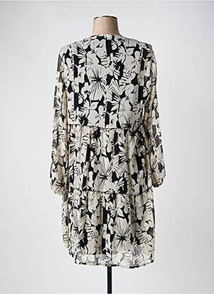 Robe mi-longue imprimé fleurs manches longues noir LE COMTE femme