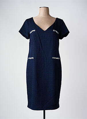Robe mi-longue manches courtes manches courtes bleu ESTEL COLLECTION femme