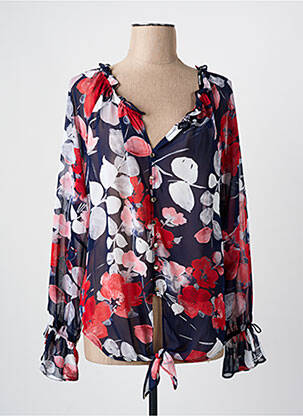 Blouse légère et transparente manches longues bleu FRANK LYMAN femme