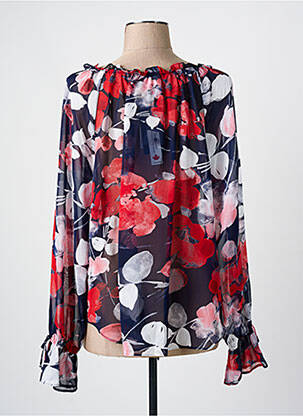 Blouse légère et transparente manches longues bleu FRANK LYMAN femme