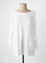 Pull tunique stretch manches longues blanc VIRIATO femme