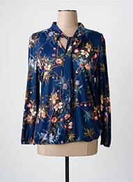 Blouse imprimé fleurs manches longues bleu K-DESIGN femme