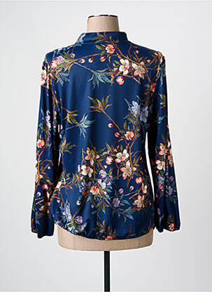 Blouse imprimé fleurs manches longues bleu K-DESIGN femme