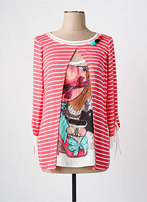 Pull tunique manches 3/4 manches 3/4 rose PAZ TORRAS femme