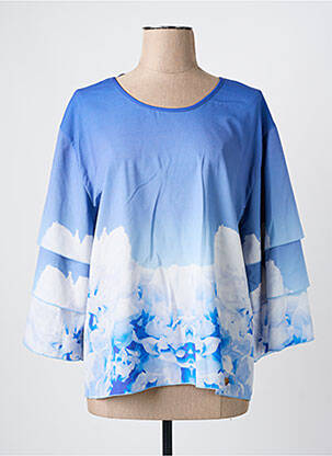 Blouse imprimé fantaisie manches 3/4 bleu CONCRETO femme