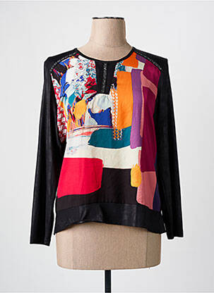 Blouse imprimé fantaisie manches longues noir FRANCE RIVOIRE femme