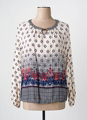 Blouse tissage popeline manches longues beige FRANK WALDER femme