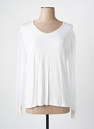 Top tissage jersey manches longues beige MONICA BRAGHINI femme