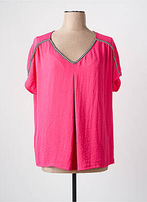 Blouse manches courtes manches courtes rose ANDAMIO femme