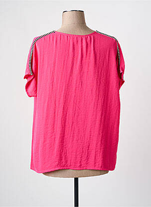Blouse tissage crêpe manches courtes rose ANDAMIO femme