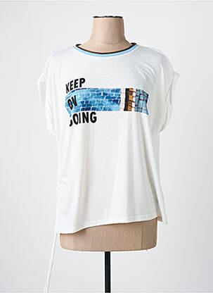 T-shirt sérigraphie manches courtes bleu PAZ TORRAS femme