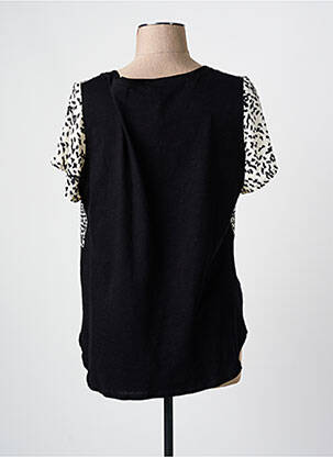 Top tissage crêpe manches courtes noir PAUSE CAFE femme