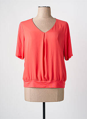 T-shirt col v manches courtes orange FRANK WALDER femme