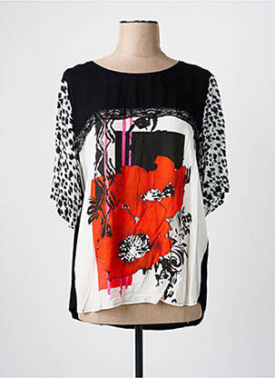 T-shirt imprimé fantaisie manches courtes noir PAUSE CAFE femme