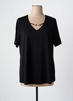 Blouse tissage crêpe manches courtes noir DANEVA femme
