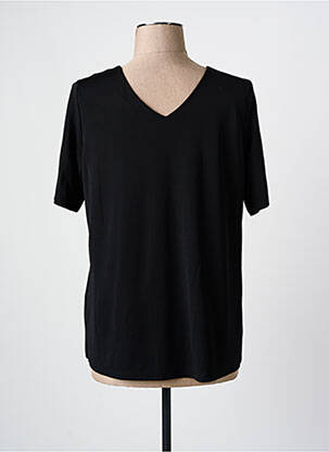 Blouse tissage crêpe manches courtes noir DANEVA femme