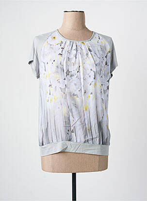 Blouse imprimé fleurs manches courtes gris FRANK WALDER femme