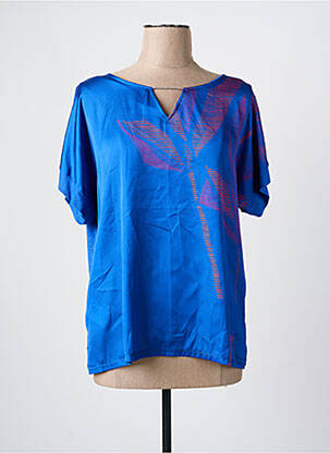 Blouse imprimé fantaisie manches courtes bleu PAZ TORRAS femme